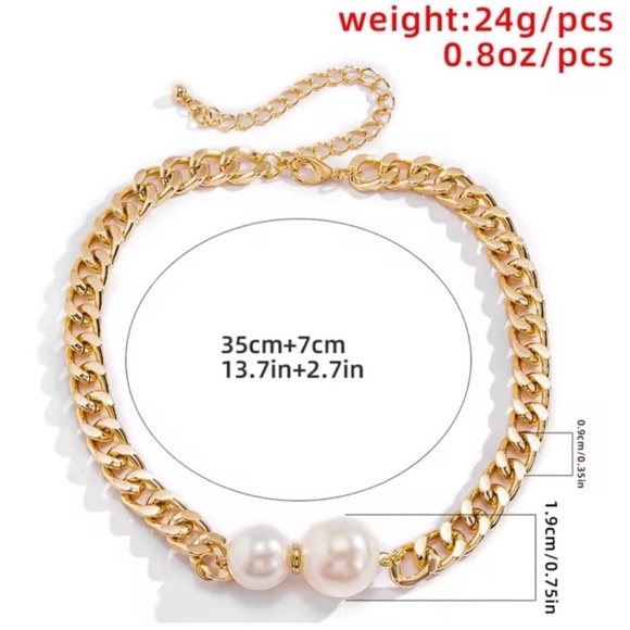 Anthropologie Gold Chain Necklace with Pearls - Picture 3 of 3